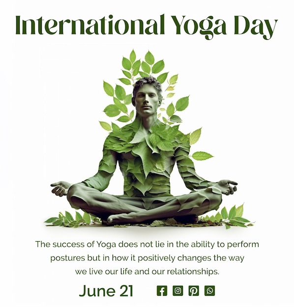 a poster for a yoga day with a man in a yoga pose