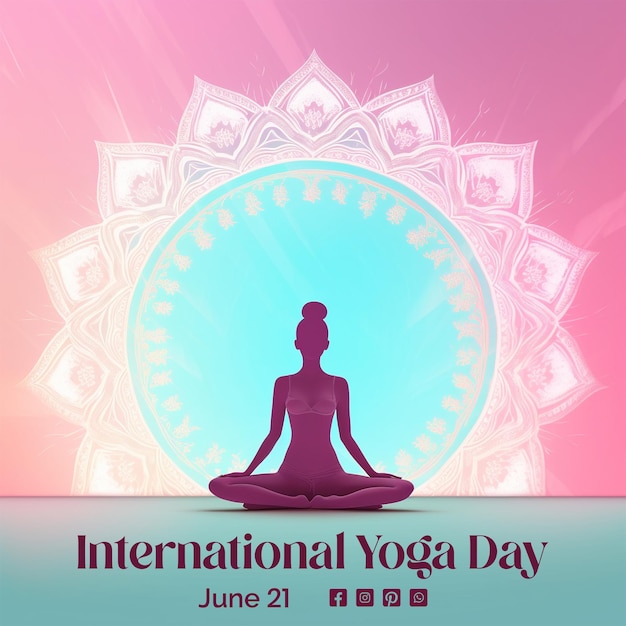 PSD a poster for a yoga mat with a symbol for international yoga