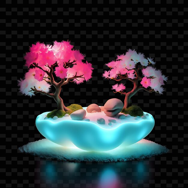 PSD a pot with a tree and a pot with flowers on it