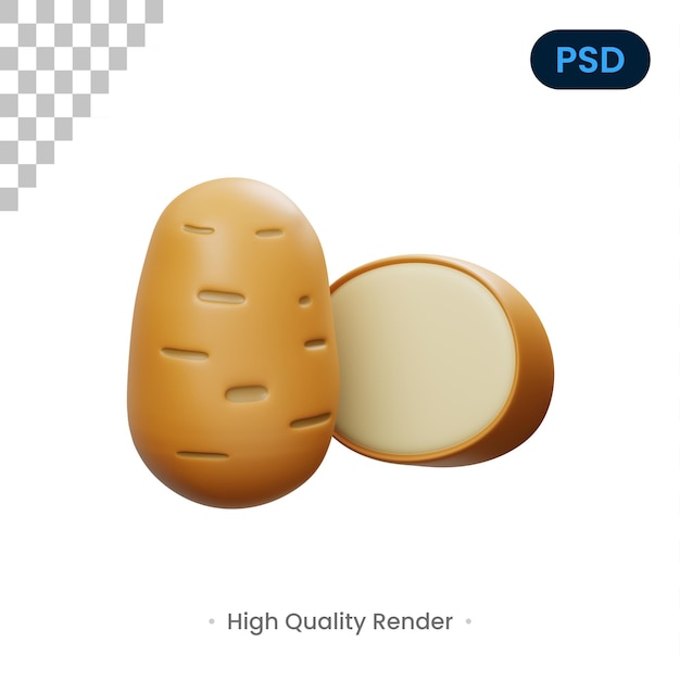 Potato 3D Icon Premium Psd