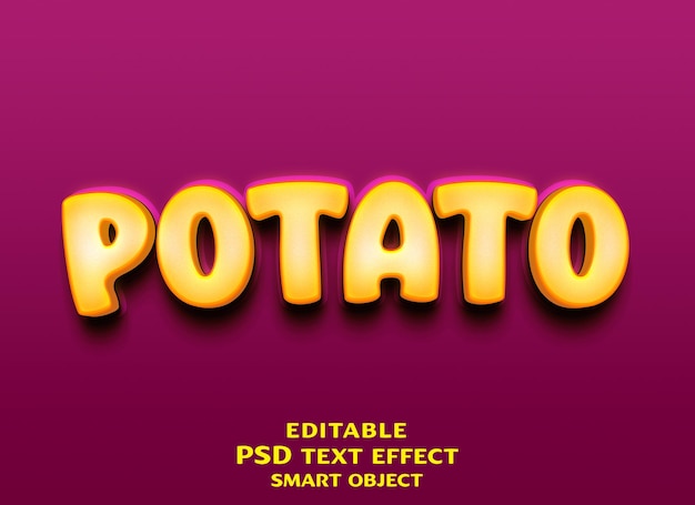 potato 3d text effect design