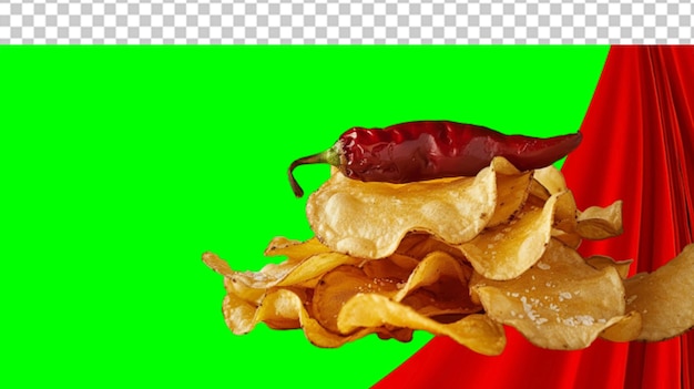 PSD potato chips advertising composition with realistic images of crisps natural potatoes and pack shot