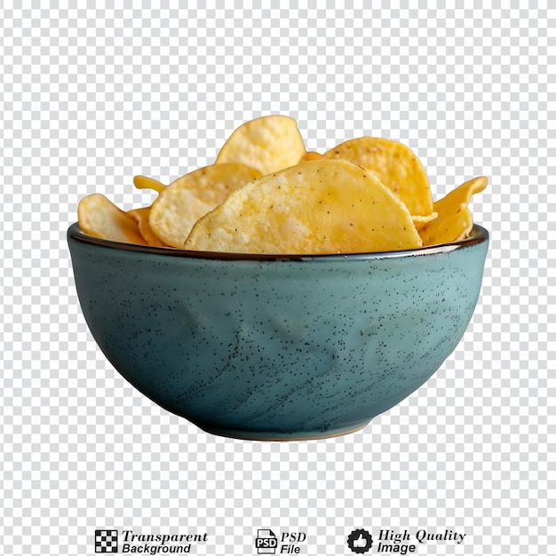 PSD potato chips in a bowl isolated on transparent background