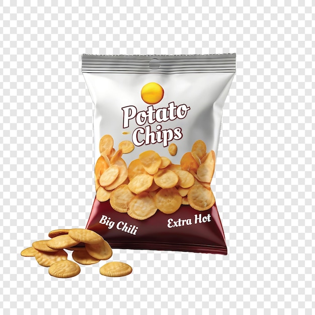 Potato chips package design Realistic vegetable snacks Fast food product mockup