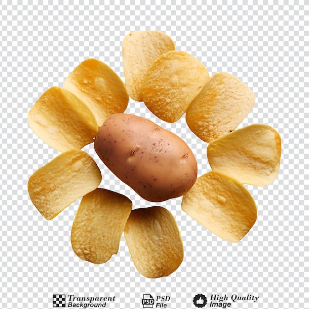 Potatoes and potato chips isolated on transparent background