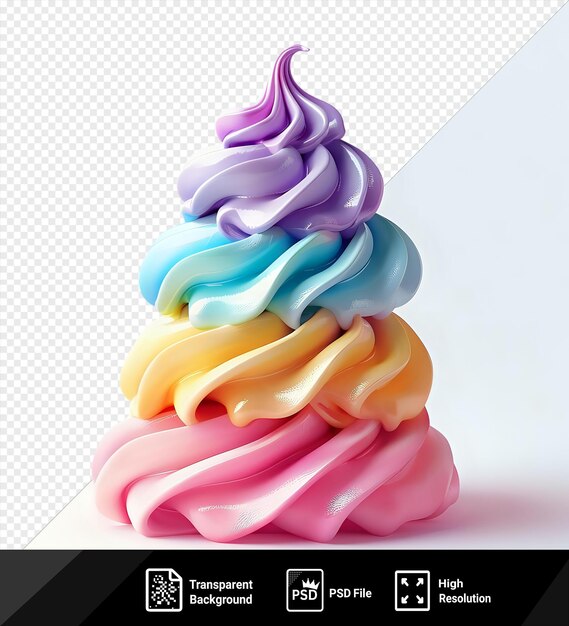 PSD potrait colorful whipped cream swirls isolated on transparent background