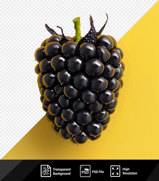 potrait ripe blackberry mockup on a yellow background png