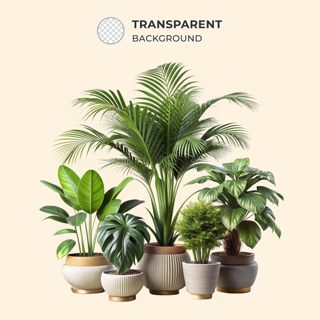 PSD potted indoor plants isolated on transparent background