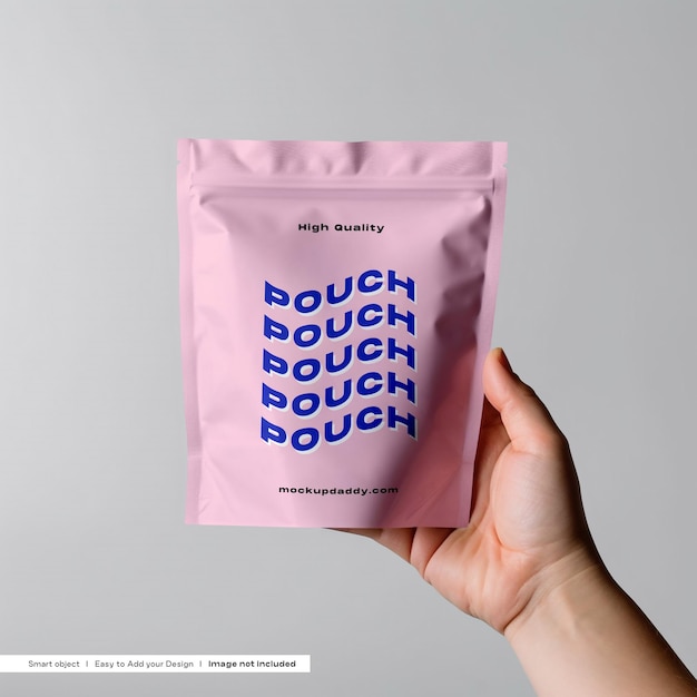 PSD pouch in hand mockup