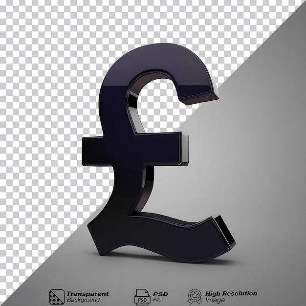 PSD pounds symbol black bold isolated on transparent background