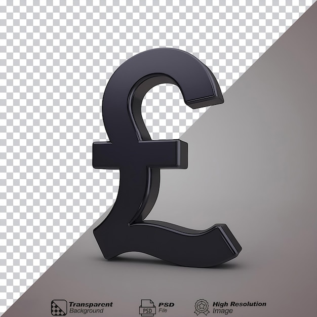 PSD pounds symbol black thin isolated on transparent background