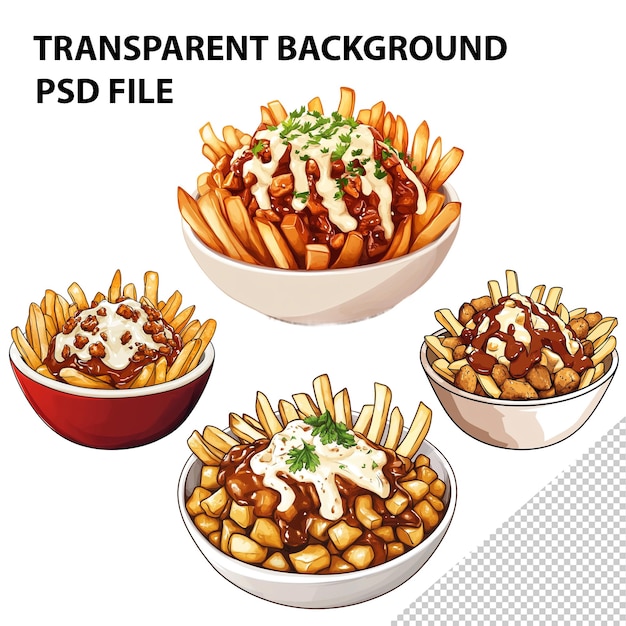 PSD poutine cartoon vector illustration clipart white background