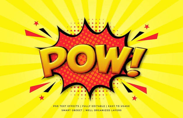 Pow Comic speech 3d Text Style Effect