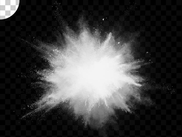 Powder explosion on transparent background