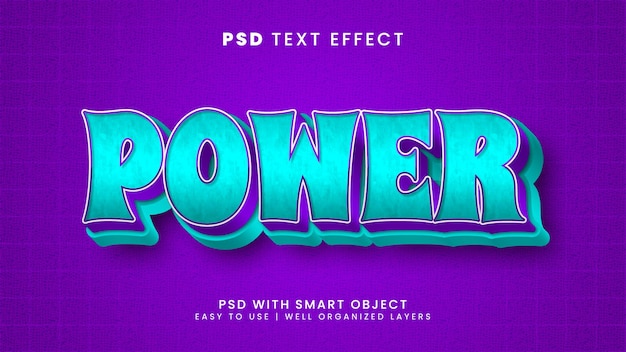 Power 3d editable text effect with superhero and kids text style