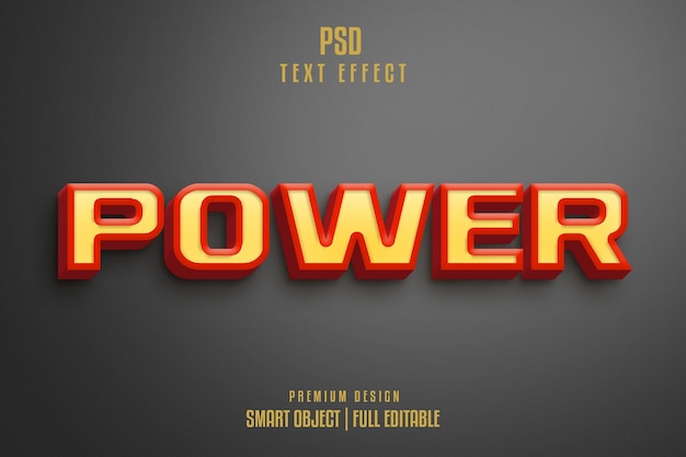 PSD power 3d text effect template