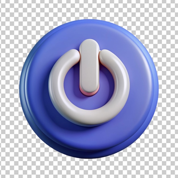 PSD power button icon with 3d modern style transparent background