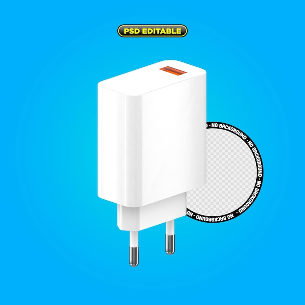 power charger 3d no background psd editable