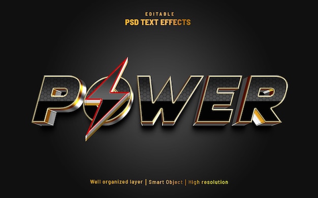 Power editable text effect 3d style