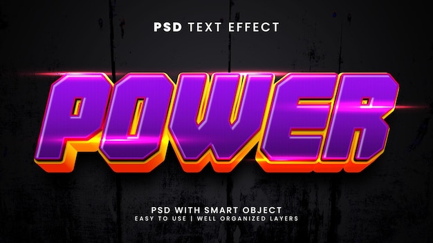 Power energy electric editable 3d text effect on rock background