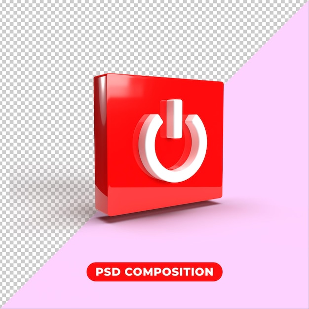 Power  icon with connections 3D rendering