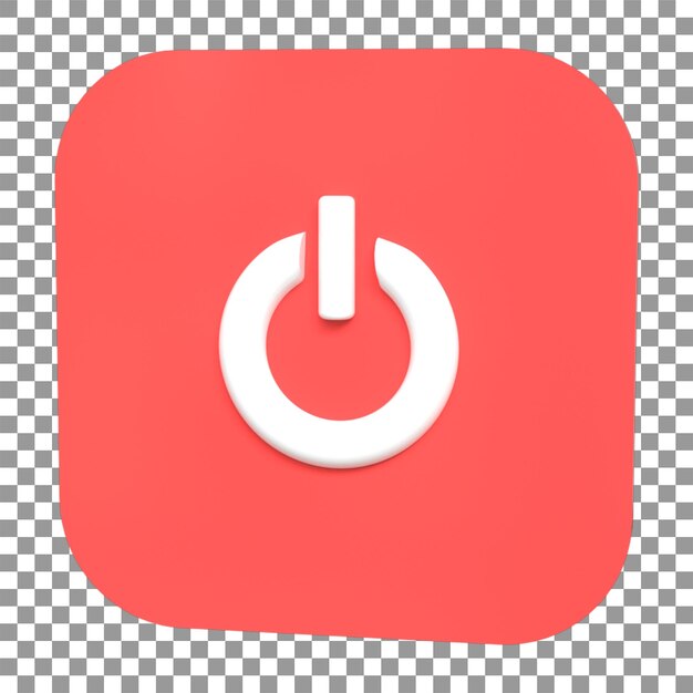 Power onoff 3D switch rendering red and white power button for web app