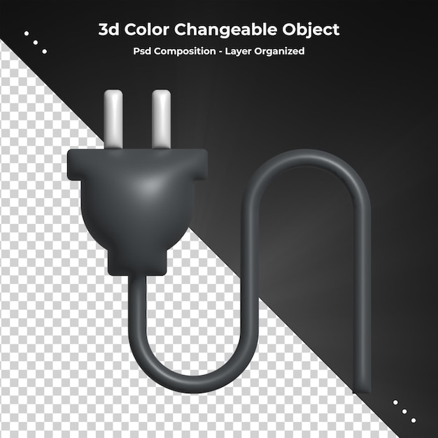 Power plug 3d icon 3d rendering icon