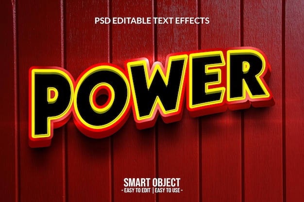 Power PSD 3D Text Effect Fully Editable High Quality