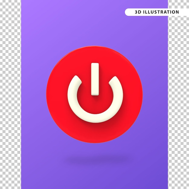 Power switch button 3d with turn on off
