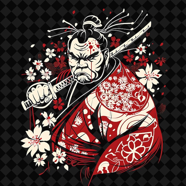 Powerful Asian Yak Sumo Portrait Wielding a Kanabo With a Mi Illustration Animal Warrior Character