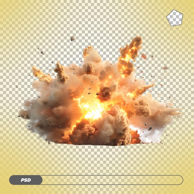 Powerful explosion with smoke and fire isolated on transparent background