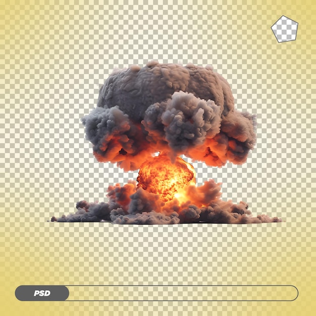 Powerful explosion with smoke and fire isolated on transparent background