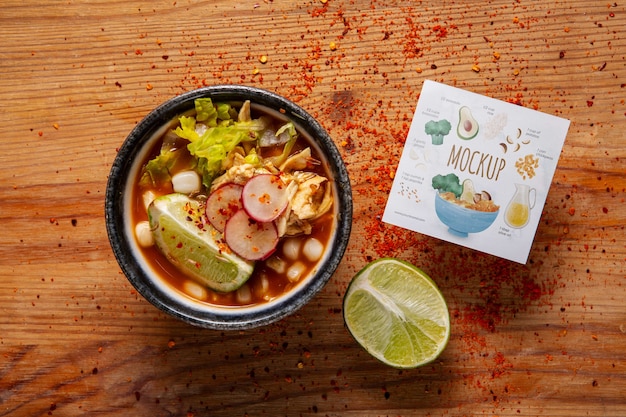 Pozole with business card mockup design