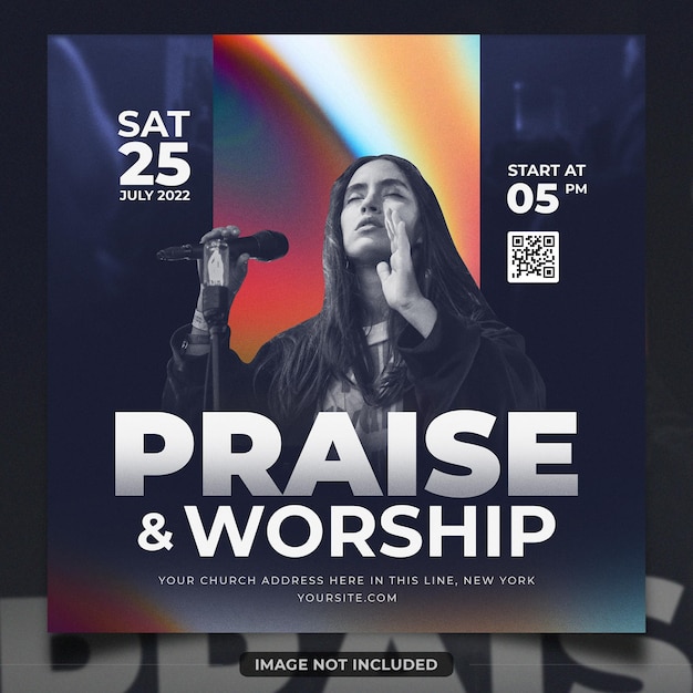 Praise and worship church poster and social media post