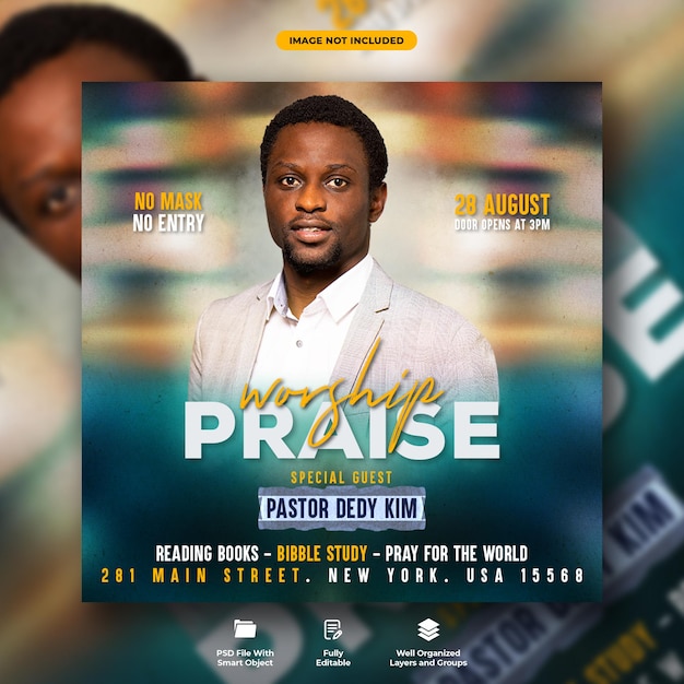 praise and worship conference flyer and social media post template