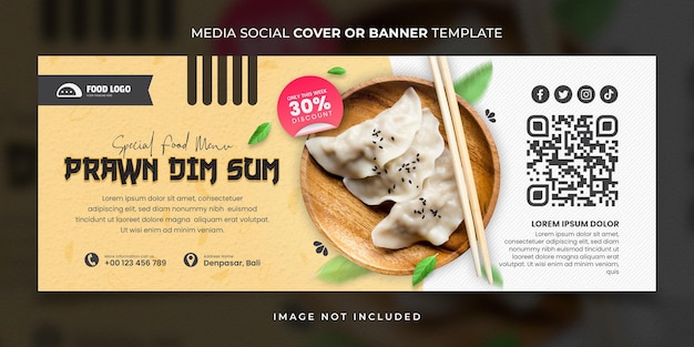 Prawn Dim Sum Menu Social Media Cover or Banner Template