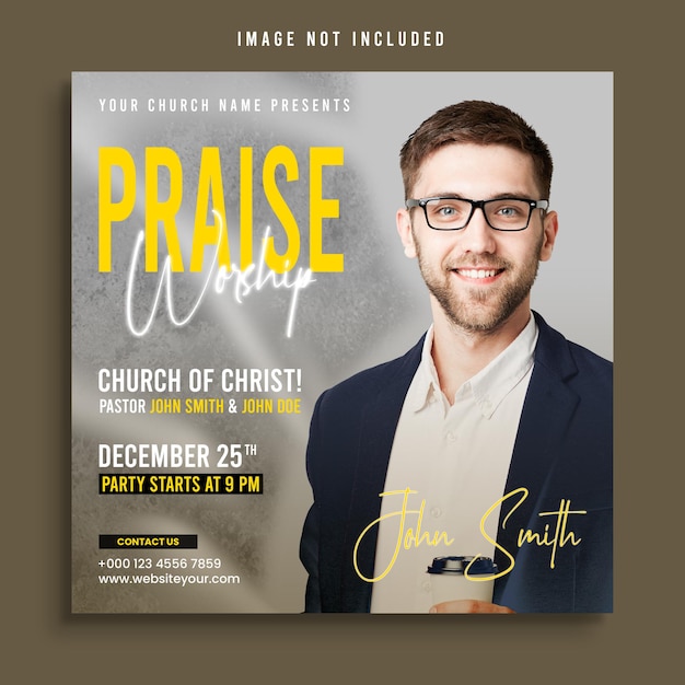 pray for the word Church conference flyer social media post web banner template