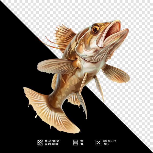 PSD predatory fish with transparent background ultra quality