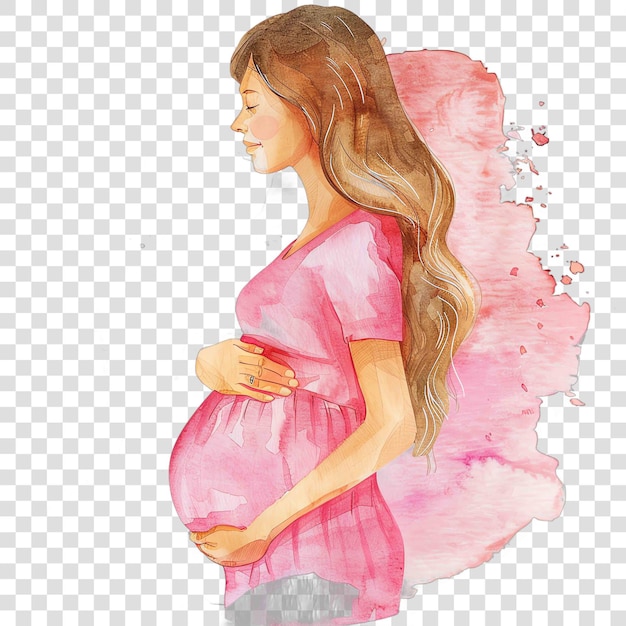 PSD pregnant mother illustration watercolor