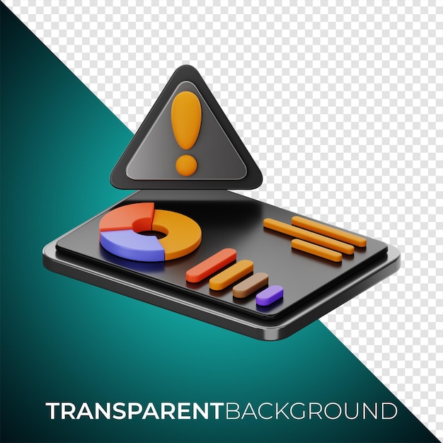 Premimum warning sign statistic icon 3d rendering on isolated background PNG