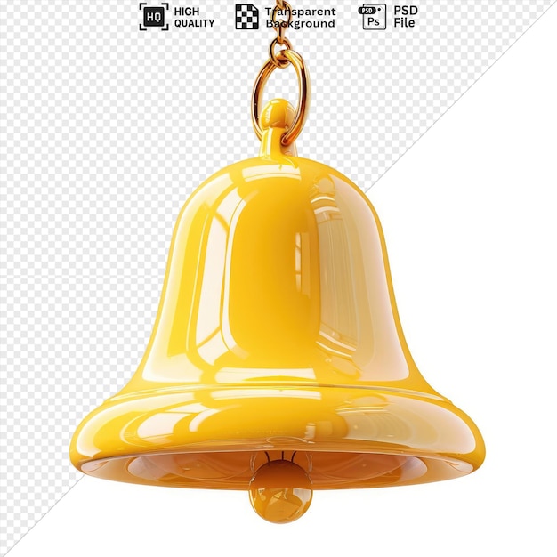 premium of 3d cartoon bell png clipart featuring a yellow bottom and a gold in the background psd