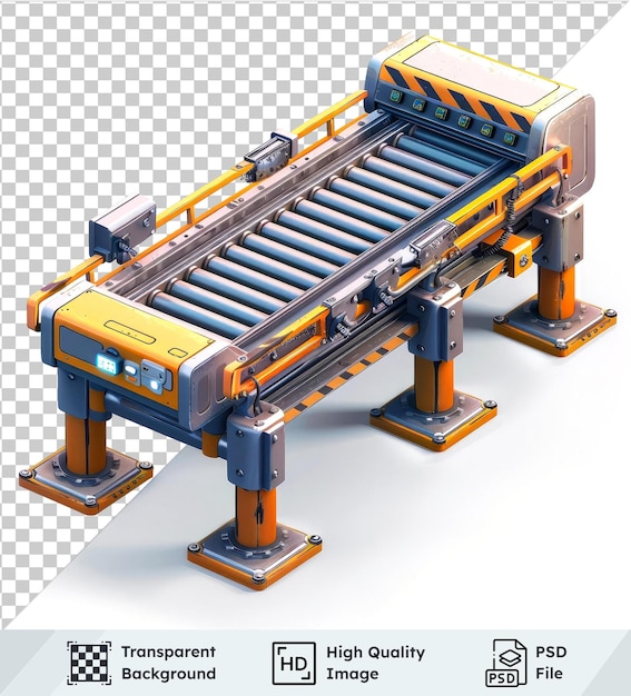 PSD premium of 3d isometric conveyor isolated on a transparent background