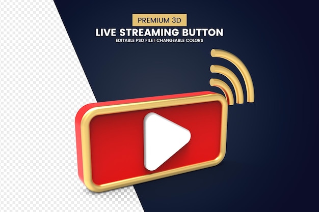 Premium 3d live streaming button design