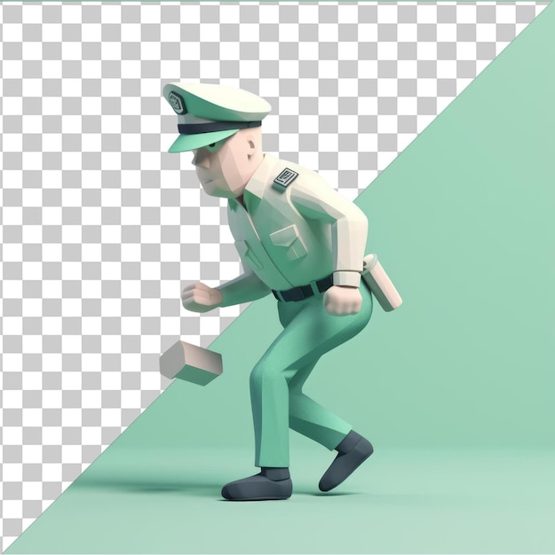 Premium of 3D police officer cartoon chasing a thief