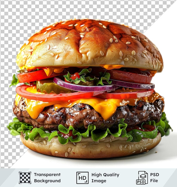 premium big classic beef cheese burger isolated on transparent background