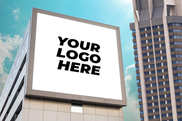 Premium billboard mockup for advertising on a building poster