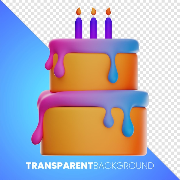 premium birthday cake food icon 3d rendering on transparent background high resolution PNG