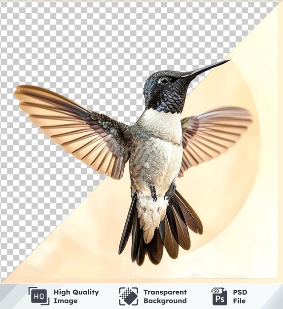 premium of blackchinned hummingbird isolated black head long beak brown wings