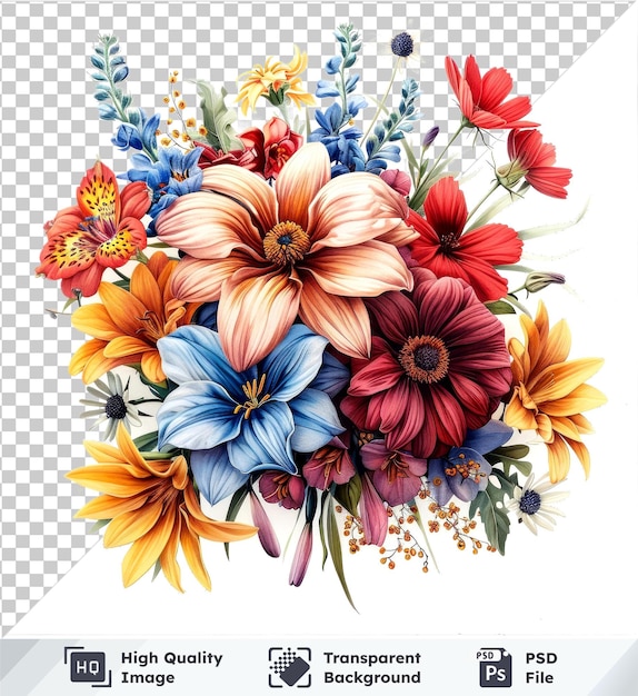 premium of bouquet of flowers watercolor floral bouquet vector illustration on a isolated background