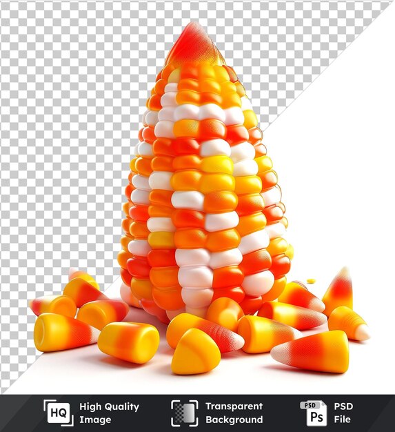 Premium of candy corn and other candies isolated on transparent background